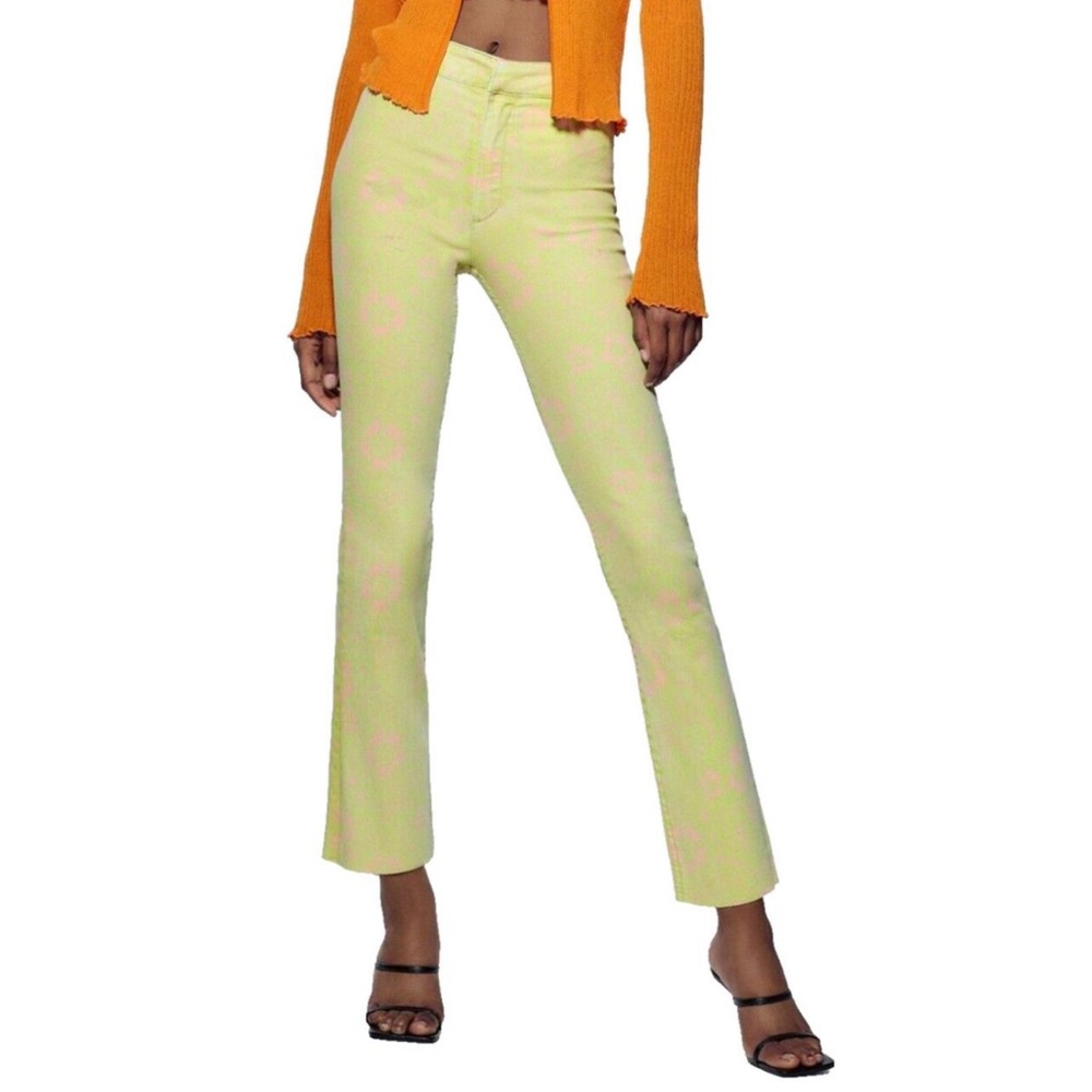 Zara size 38 pants, green, and pink